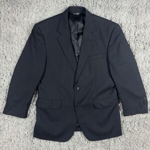 Jos A Bank Men 40S Black Pinstripe Two Button  100% Wool Suit Jacket